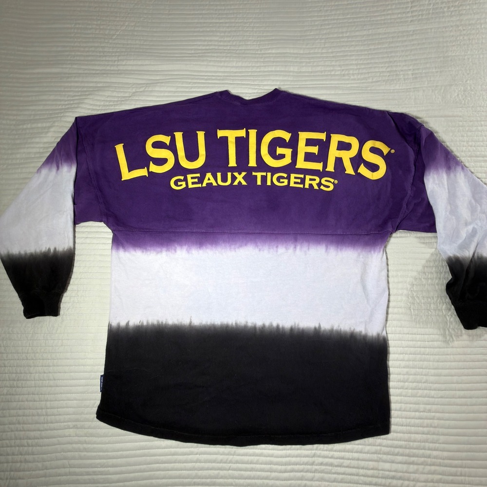 Spirit Jersey LSU Tigers Shirt Adult Medium Purple White Black Excellent Dip Dye
